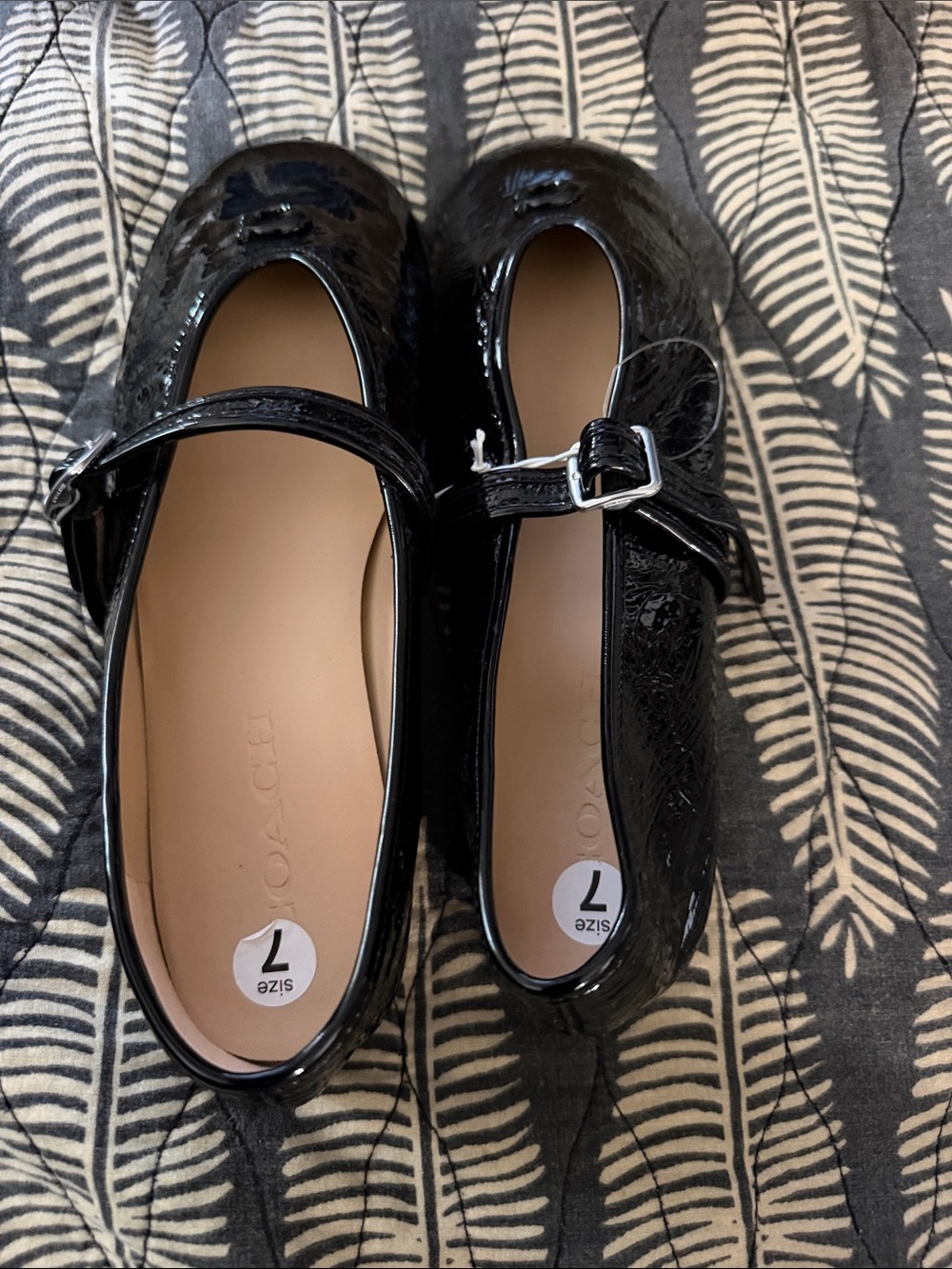 Coach Sculpted C Black Patent Leather Mary Jane Flat with Buckle - Picture 5 of 5